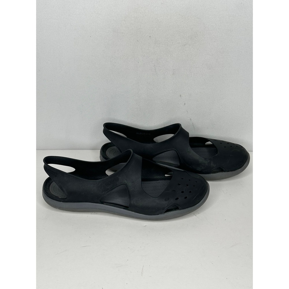 Crocs Swiftwater Mary Jane Black Charcoal Grey Sandals Women Size 7